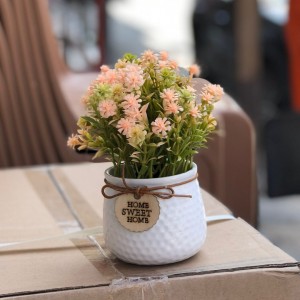 قوار بورسلان ابيض ضمة ورد طيون اصفر مع مدالية Home Seeet Home 16 سم